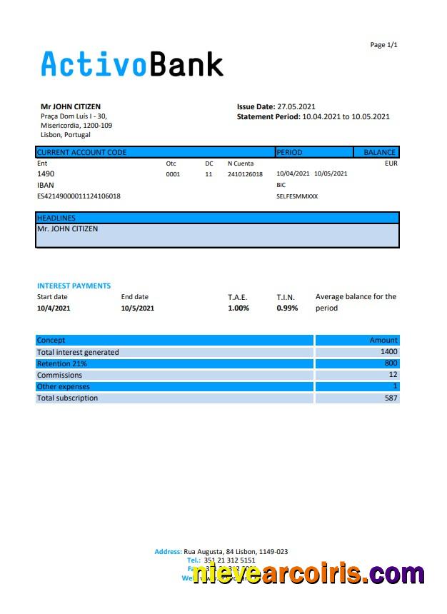 Portugal Activobank S.A. excel pdf
